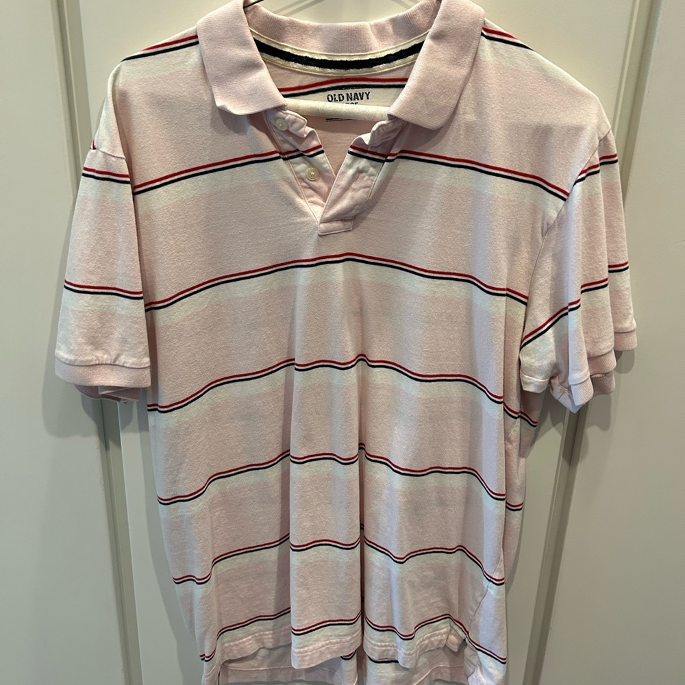 Pink striped polo